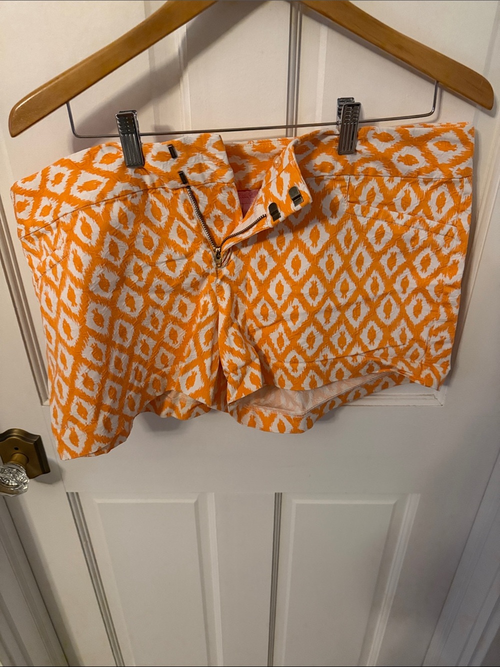 Lilly Pulitzer Orange and White Diamond-Print Bermuda Shorts